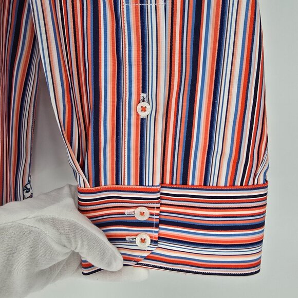 Robert Graham Men's Button-Up Shirt 3XL Multicolor Striped Paisley Flip Cuff - Picture 7 of 12